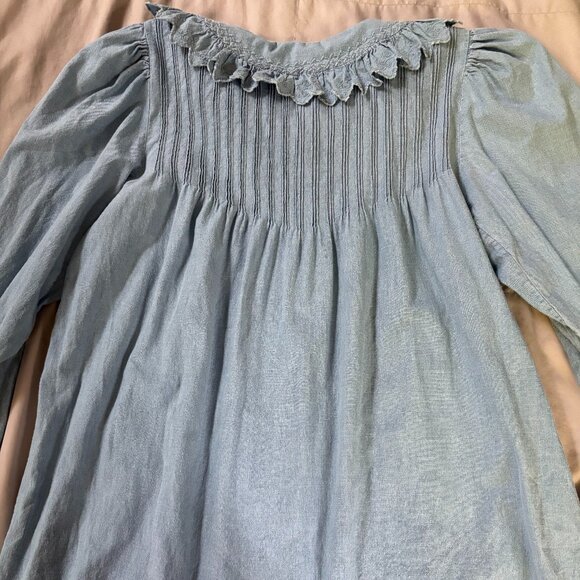 DOEN Wing Mini Dress in Parisian Chambray Blue - Picture 10 of 16